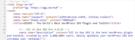 Meta information added by WordPress plugins
