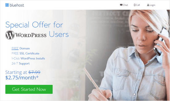 The Bluehost special offer for WPBeginner readers