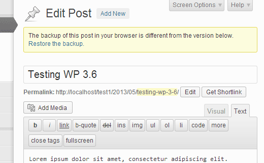 WordPress 3.6 funkcja automatycznego zapisywania wykorzystuje pamięć przeglądarki do automatycznego zapisywania postów