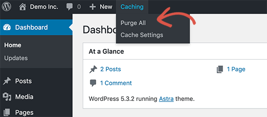 Clear WordPress cache in Bluehost