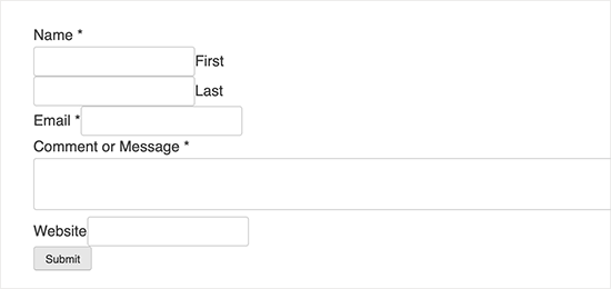 Contact form without styling