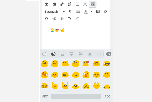 Using Emojis on a WordPress site from a mobile phone