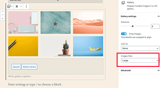 Gallery image sizes