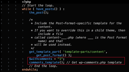 Index.php of the Twenty Sixteen Theme