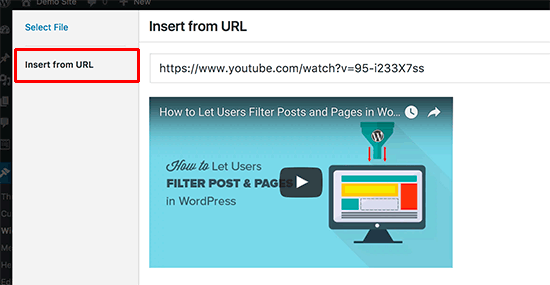 Insert your video URL