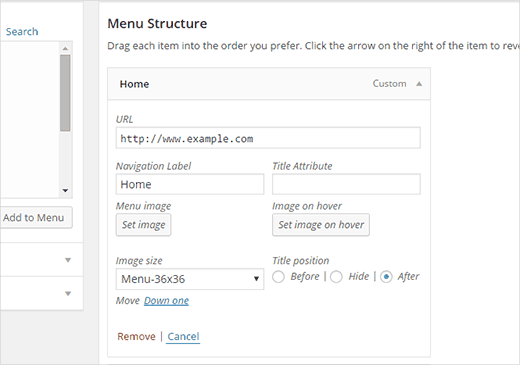 Adding image to a menu item in WordPress
