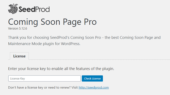 Enter your SeedProd license. You can find this in your Account area on the SeedProd site.