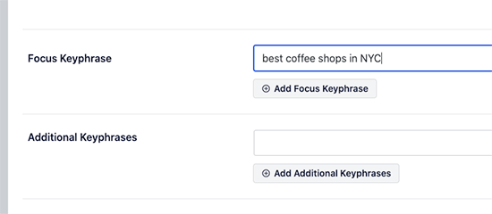 Setting focus keyword in All in One SEO
