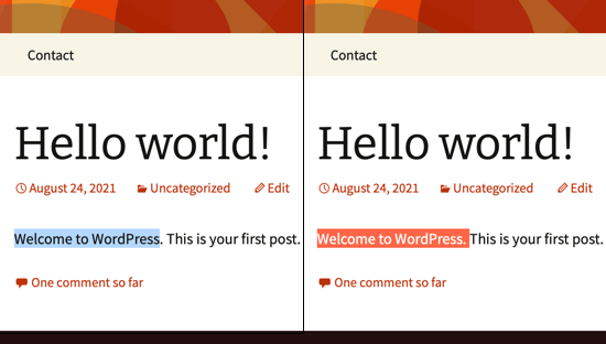 Preview of Changed Text Selection Color