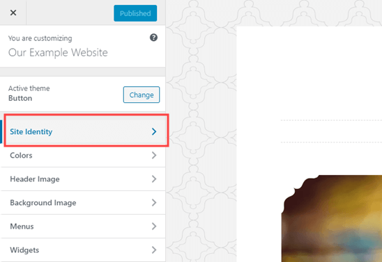 The Site Identity tab in the WordPress Theme Customizer