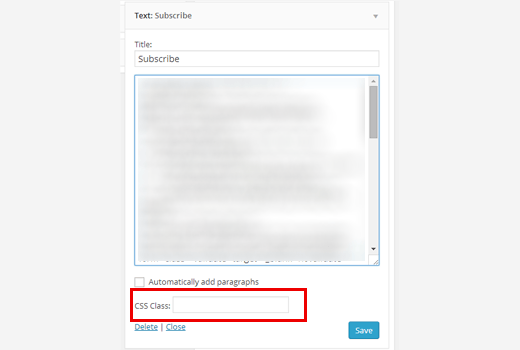 Dodawanie klasy CSS, aby dodać własne style do widżetu WordPress