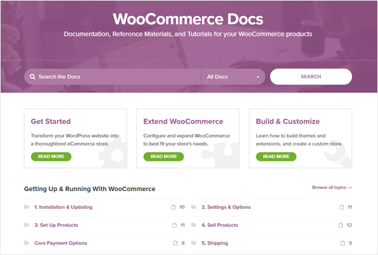 WooCommerce Docs for Support