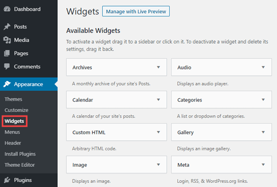 Adding a new widget to your sidebar