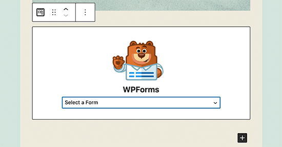 WPForms block in WordPress editor