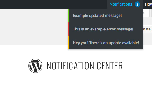 WordPress Notification Center