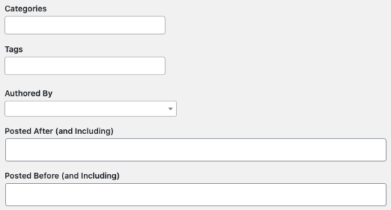 Categories tags and author in Print My Blog