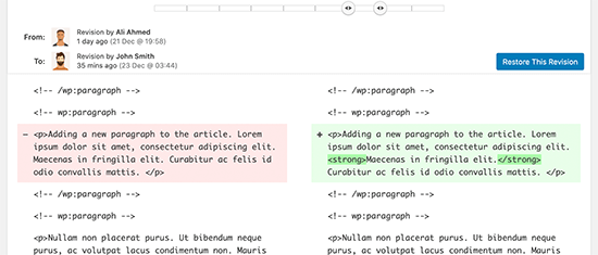 Changes highlighted in revision history