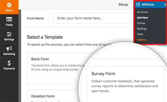 Create a survey form