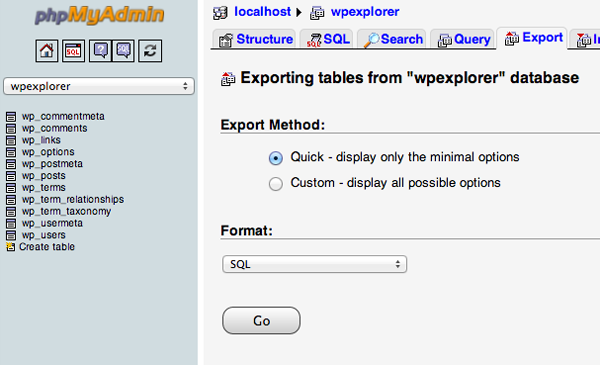 Database Export Database Export