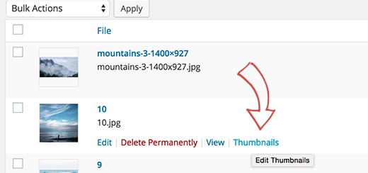 Editing thumbnails for old images in WordPress media library