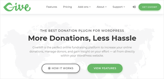 The GiveWP plugin's website