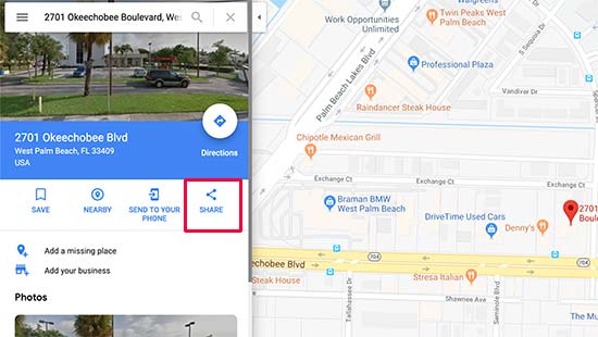 Sharing a map in Google Maps
