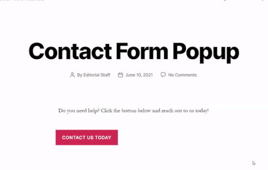 Live example of contact form plugin