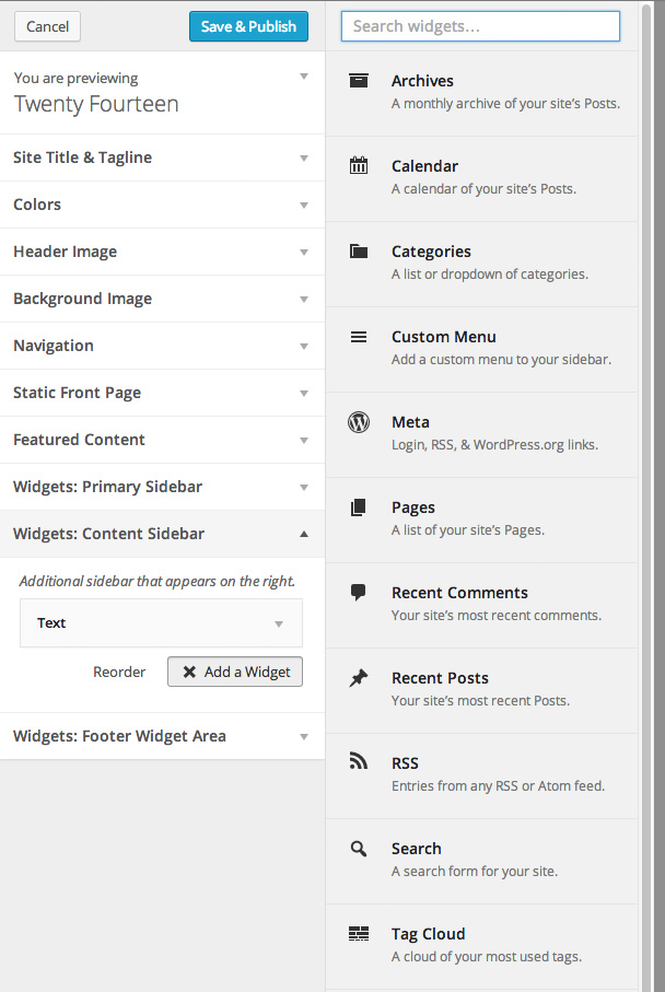 live-widget-previews-add-widget Adding a Widget in the Theme Customizer