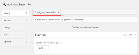 Name category search form