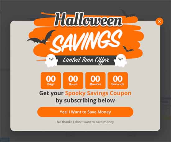 OptinMonster Spooky theme for Halloween campaigns