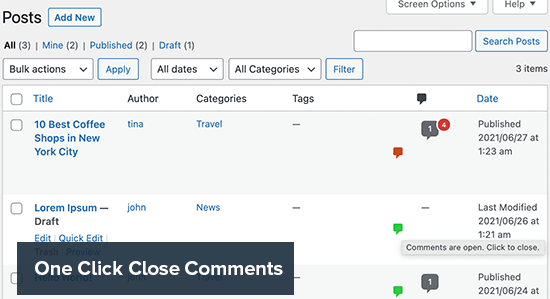 One click close comments One click close comments
