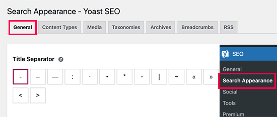 Search appearance settings in Yoast SEO