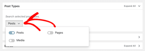 Select post option for category search