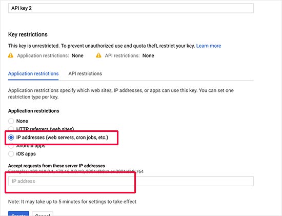Set IP restrictions