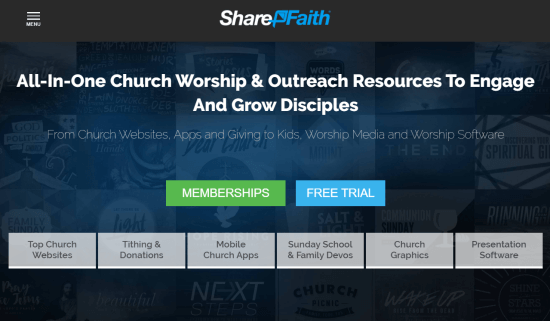Sharefaith website builder for churches