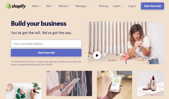 The Shopify eCommerce platform website