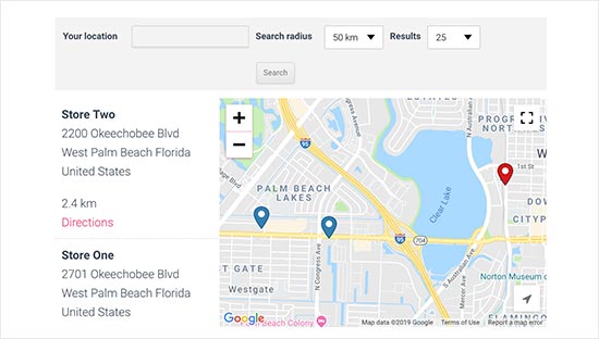 Store locator map preview