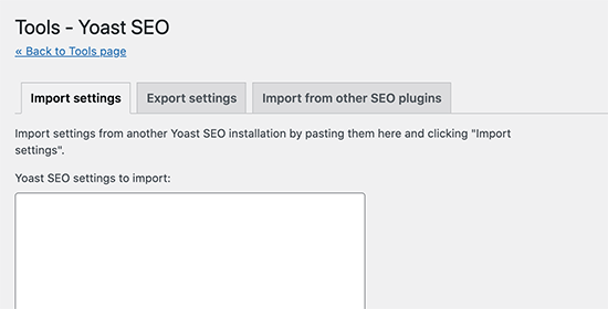 Import Export SEO settings