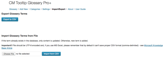 import export tooltip glossary