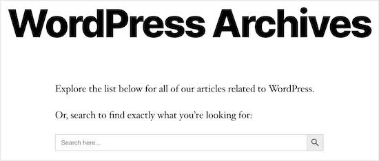 WordPress archive category search example