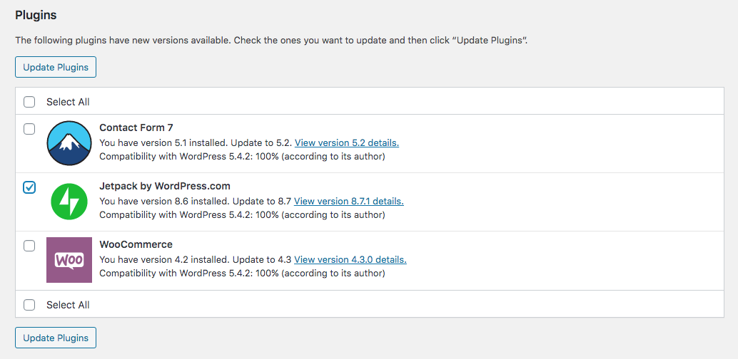 wordpress-pluginupdate Update Plugins Individually