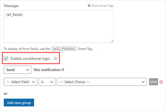 Enabling conditional logic in WPForms