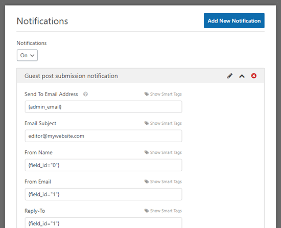 Setting up a guest post notification email in WPForms