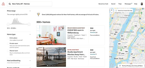 Airbnb custom search tool