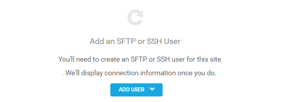 The screen where you can click to add either an SSH or SFTP user.