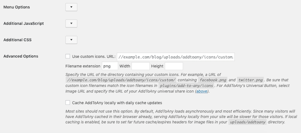 adjust some additional social sharing options
