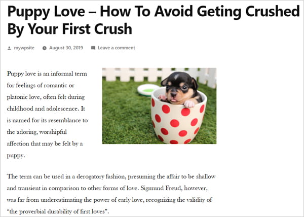 Sample post with text and image.