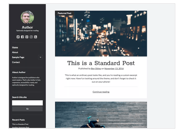 a look at the author minimalist WordPress theme