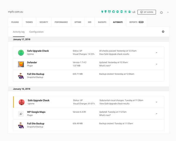 Automate overview screen