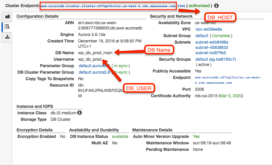 aws_aurora_database_settings AWS Aurora database settings.